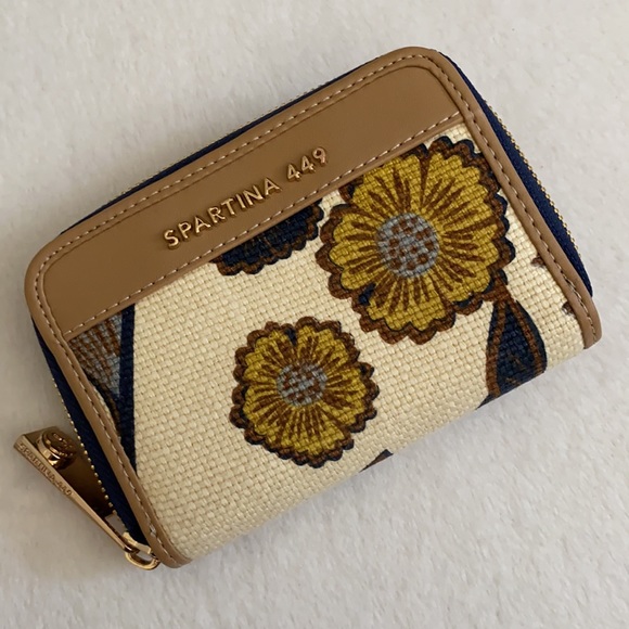 Spartina 449 | Yemaya First Mate Wallet Cream Linen Floral Navy/Gold/Pale Blue - Picture 16 of 16